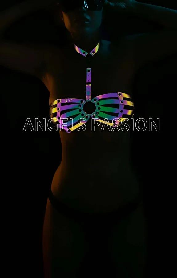 Iridescent Reflective Caged Chest Harness Top