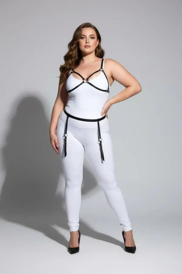 Adjustable Faux Leather Full Body Harness with Garters