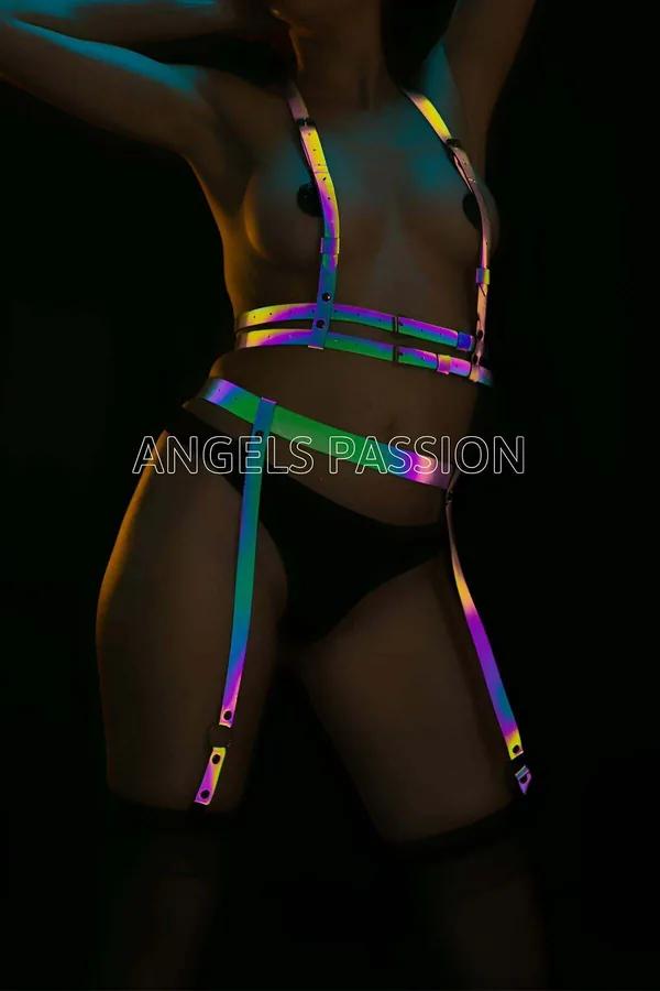 Reflective Rainbow Body Harness & Garter Set