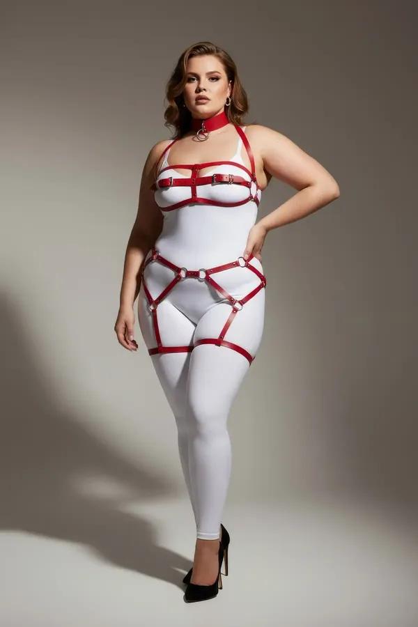 Full Body Harness Set with Garter Straps & O-Ring Choker