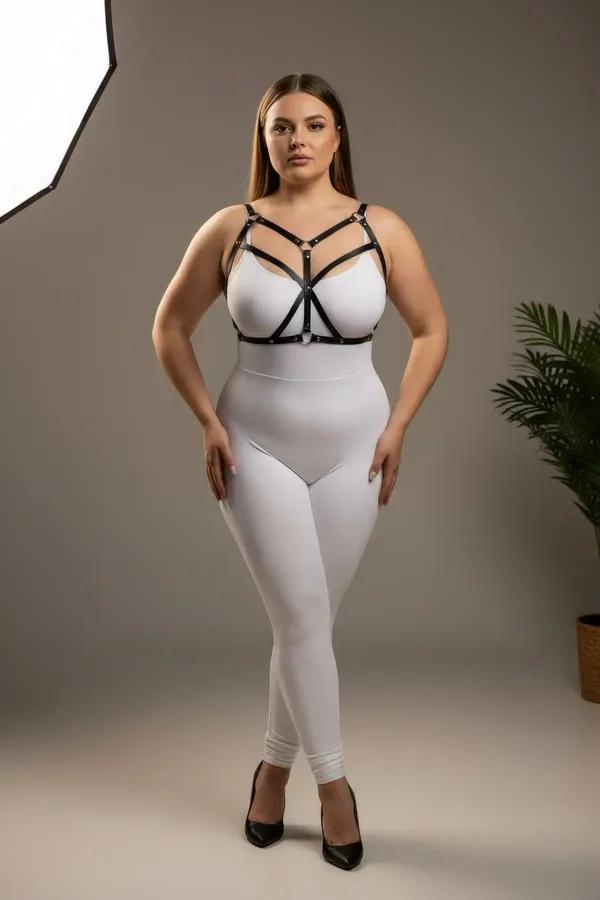 Strappy Faux Leather Body Harness with O-Ring Detail