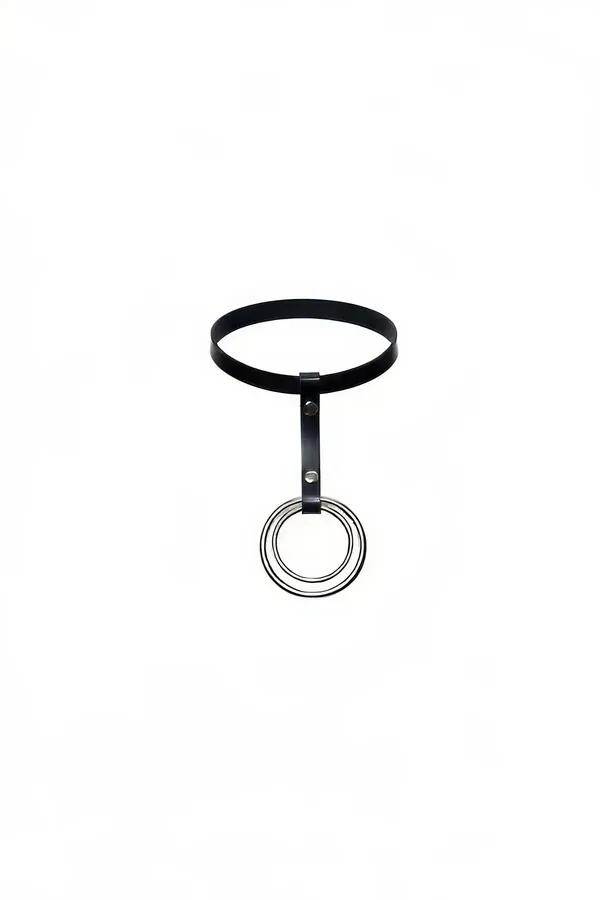 Black Choker with Double O-Ring Pendant