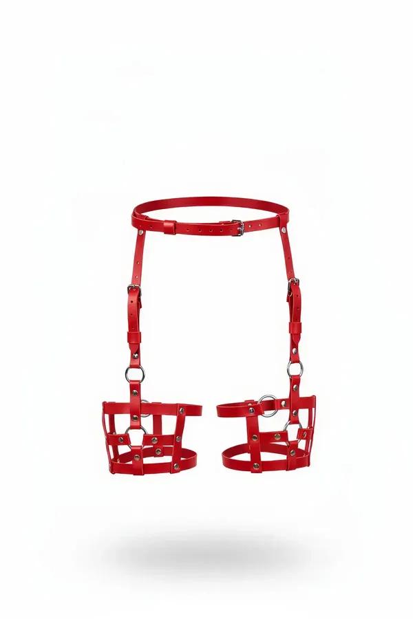 Caged Leg Garter Harness with Adjustable Faux Leather Straps
