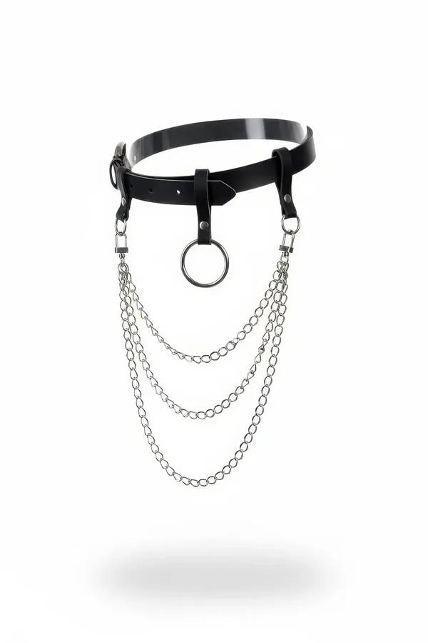 Triple Chain Faux Leather Waist Harness with O-Ring
