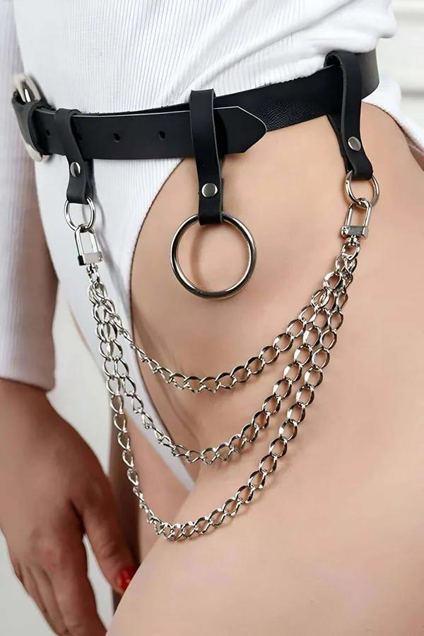 Layered Chain O-Ring Body Harness Belt