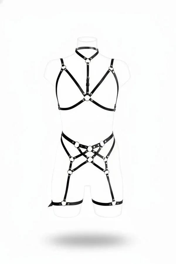 Full Body Harness Set with O-Ring Details and Leg Garters