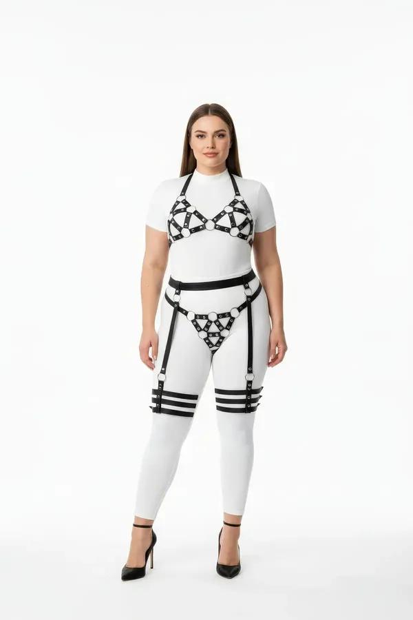 Geometric O-Ring Harness Set with Detachable Garter Straps