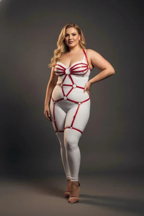 Full Body Caged Harness with O-Ring Details & Thigh Straps