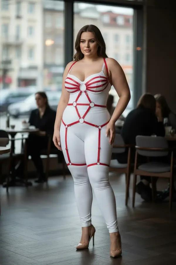 Full Body Caged Harness with O-Ring Details & Thigh Straps
