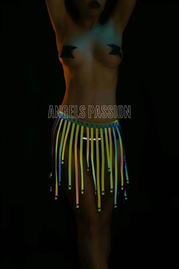 Reflective Tassel Harness Skirt with Glow Effect