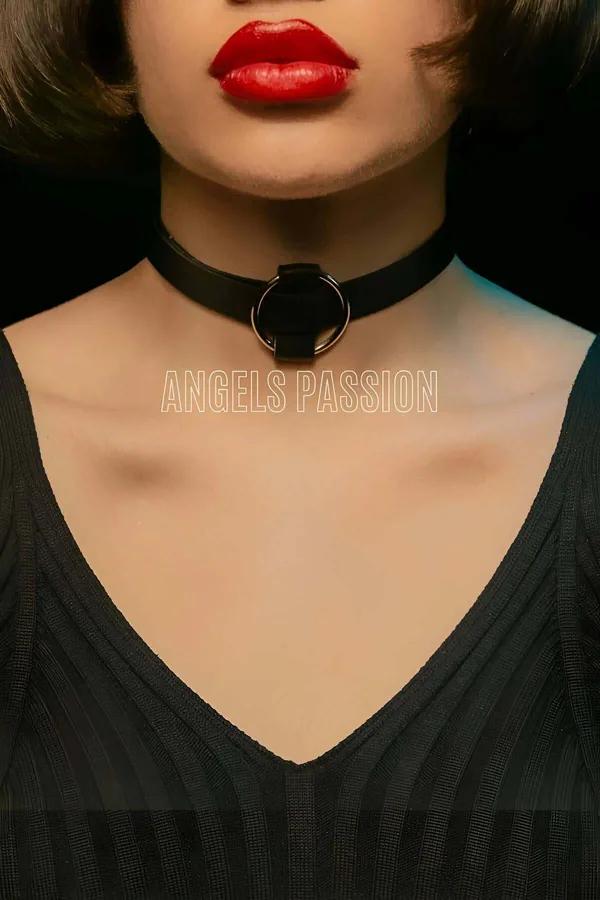 O-Ring Choker Necklace in Black Faux Leather