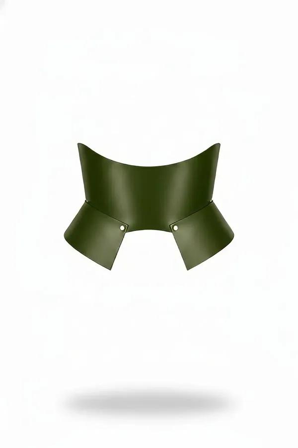 Sculptural Waist Harness with Flared Faux Leather Panels