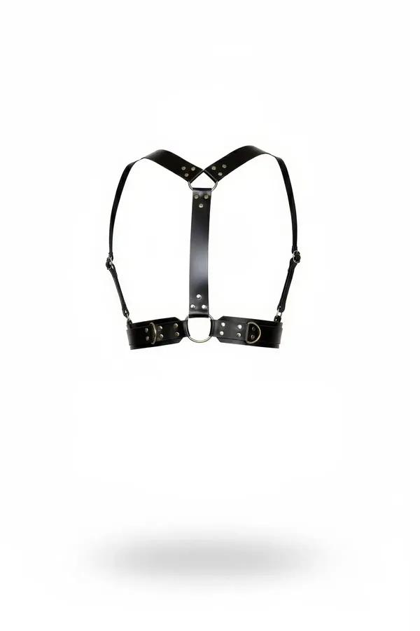 Minimalist Faux Leather Chest Harness with O-Ring Detail