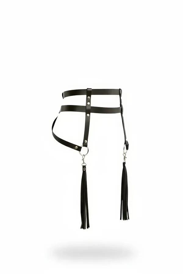 Faux Leather Hip Harness with Tassels and O-Ring
