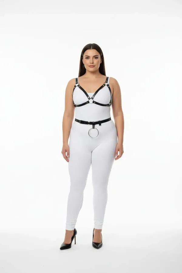 Adjustable Harness Bra and Waist Belt Set with O-Ring
