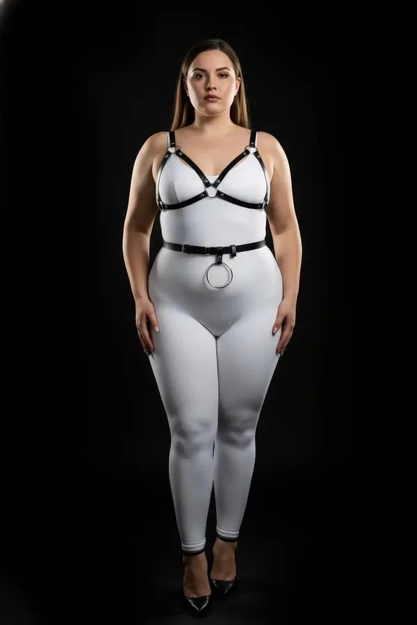 Adjustable Harness Bra and Waist Belt Set with O-Ring