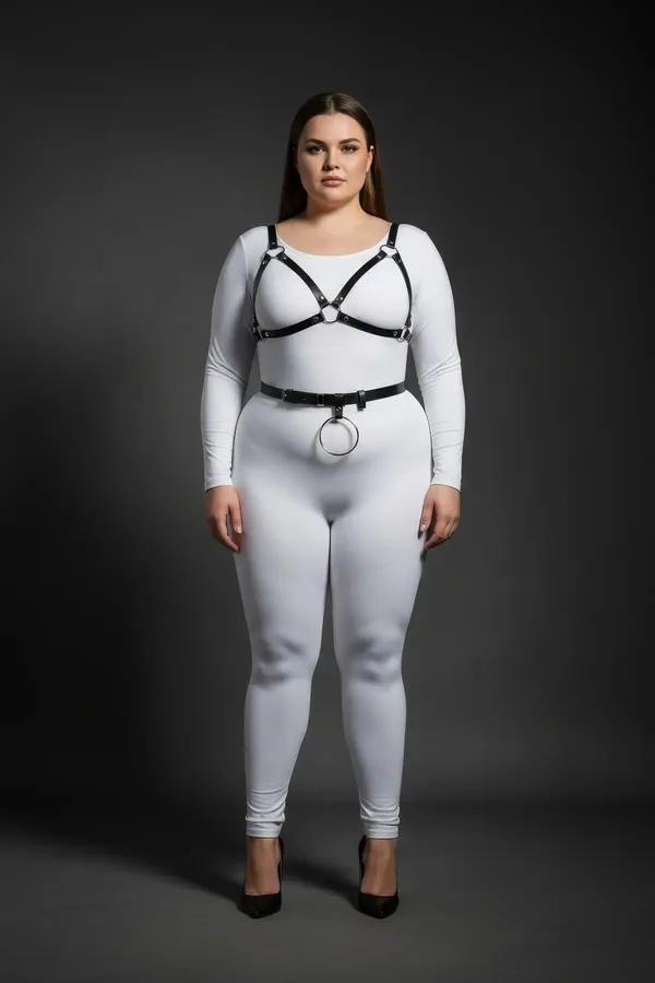 Adjustable Harness Bra and Waist Belt Set with O-Ring