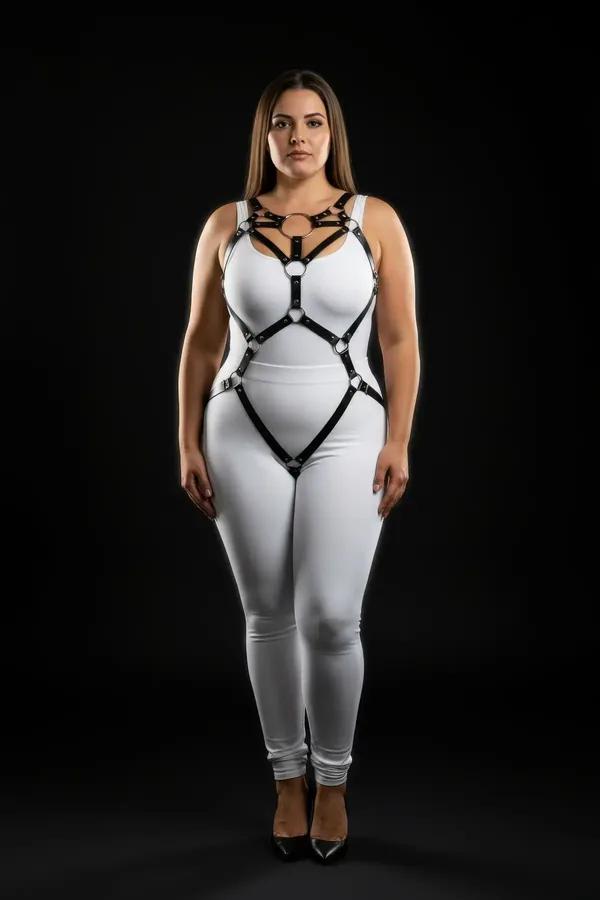 Full Body Harness with Central O-Ring and Garter Straps
