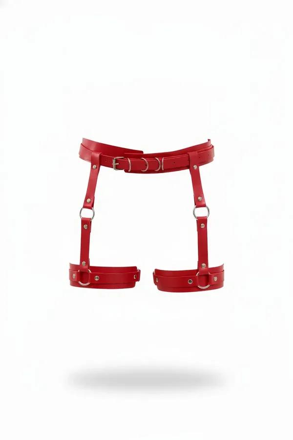 Adjustable Faux Leather Waist Garter Harness with O-Rings