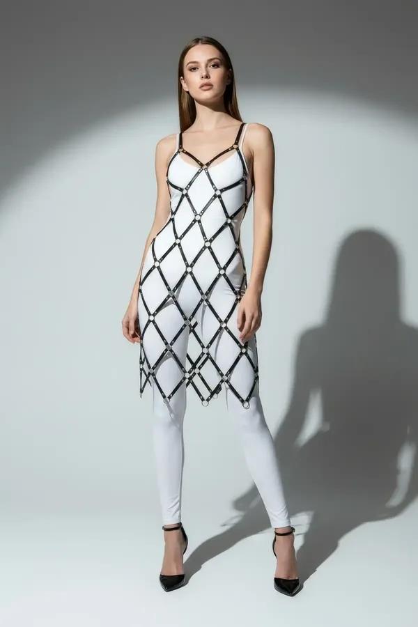 Diamond Caged Full Body Harness Overlay Dress