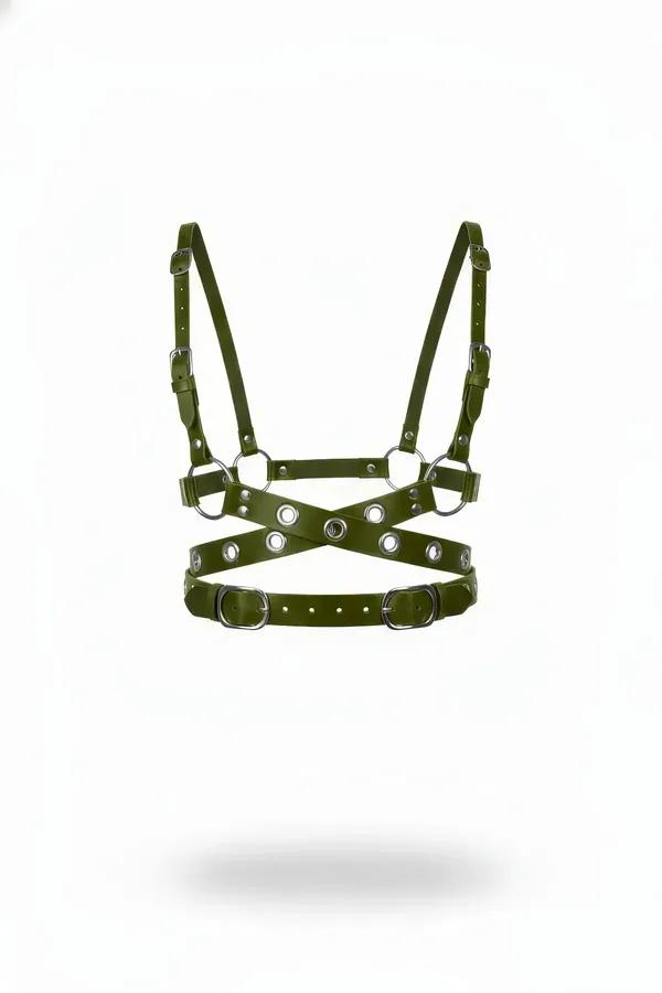 Caged Chest Harness with Eyelets and Adjustable Straps