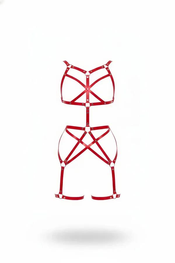 Red Strappy O-Ring Full Body Harness