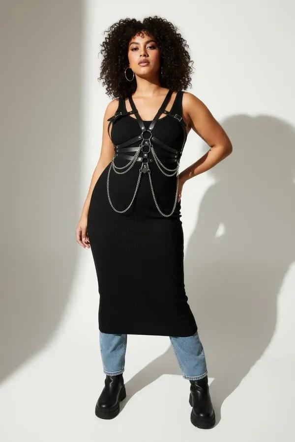Full Body Harness with Draping Chains & Metal O-Rings