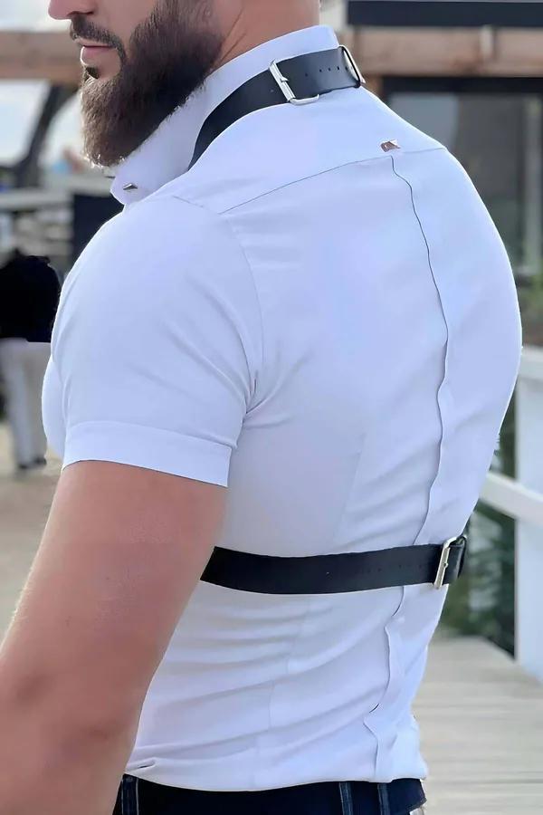 Faux Leather Chest Harness with Bold O-Ring Detail
