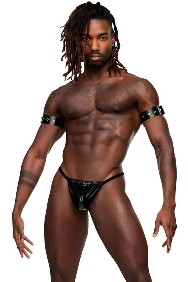 Adjustable O-Ring Arm Harness with Faux Leather Straps