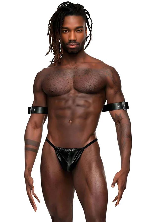 Adjustable O-Ring Arm Harness with Faux Leather Straps