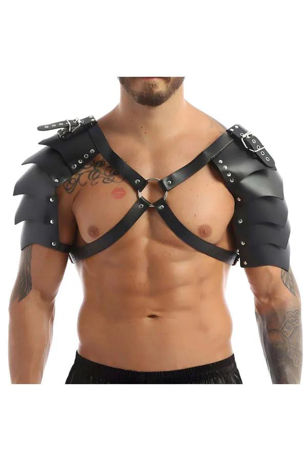 Black Faux Leather Shoulder Harness with O-Ring