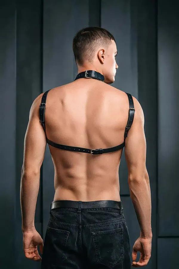 Adjustable Black Faux Leather Body Harness