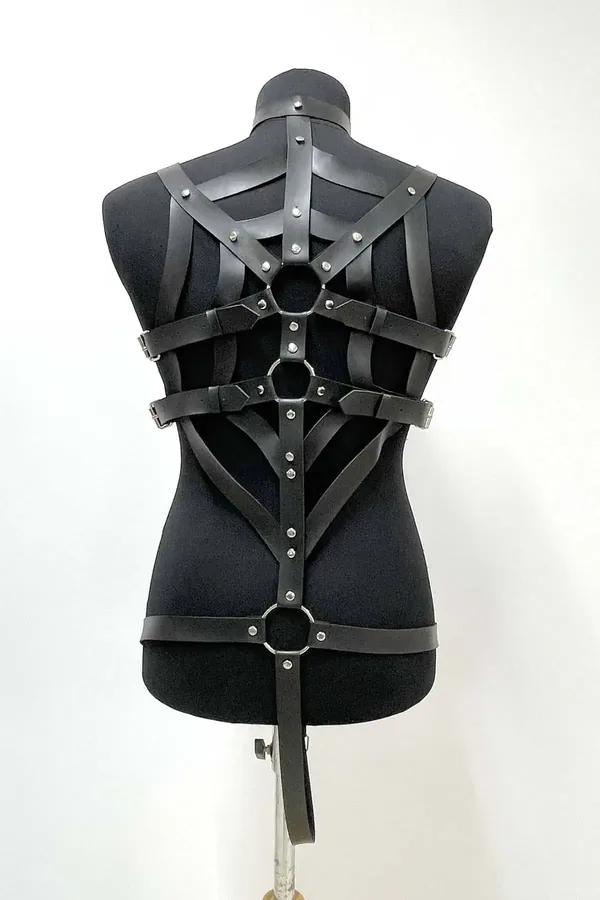 Web Pattern Faux Leather Full Body Harness