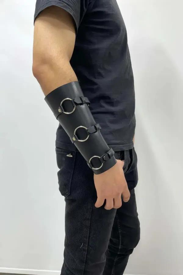 Triple O-Ring Faux Leather Arm Cuff