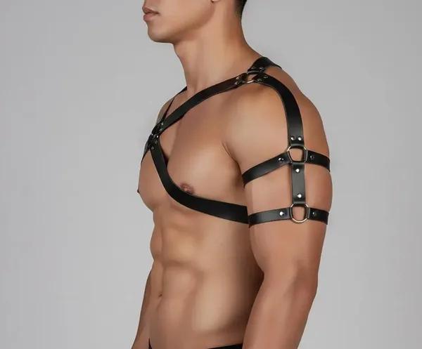 Asymmetric Vegan Leather Chest & Arm Harness