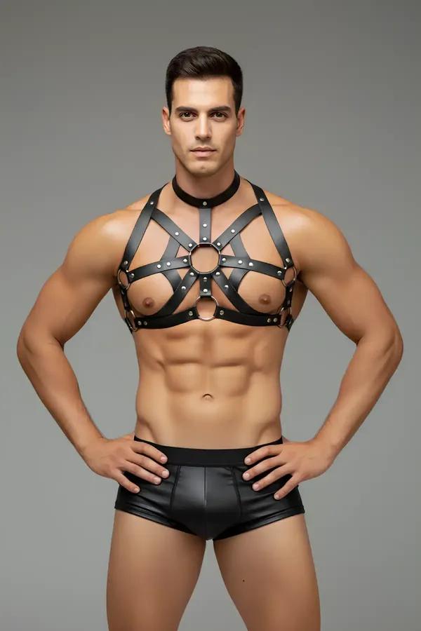 Geometric Strappy Harness with O-Ring Accents
