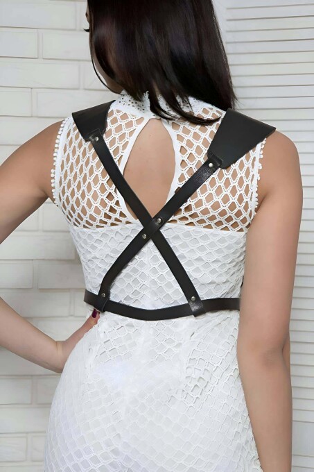 Adjustable Body Harness with Cross Detail for Chest - 1