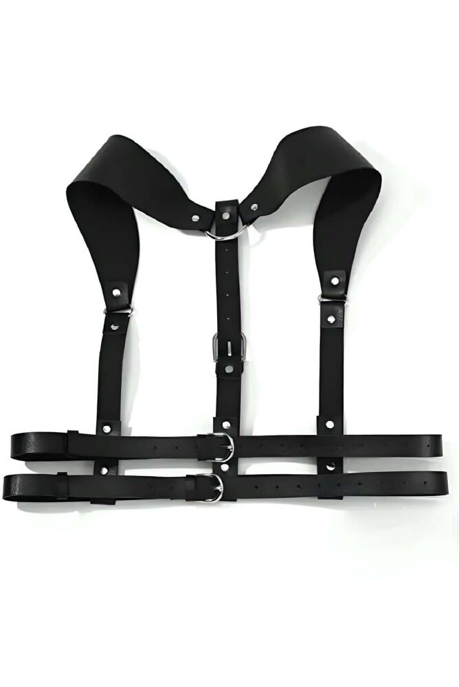 Adjustable Leather Belt with Stylish Shoulder Strap - 3