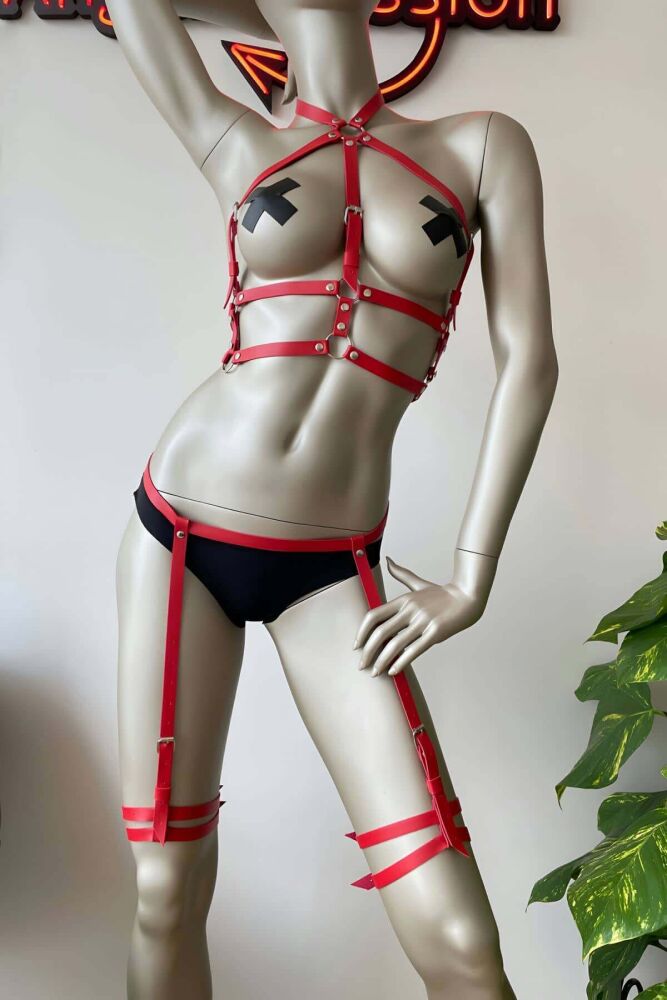 Adjustable Leather Garter Harness Set - 1