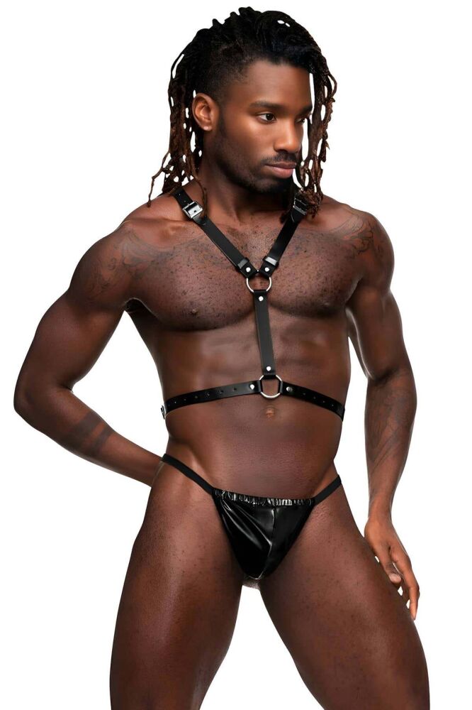 Angel Wings Leather Harness, Men's Fancy Leather Costume - 1