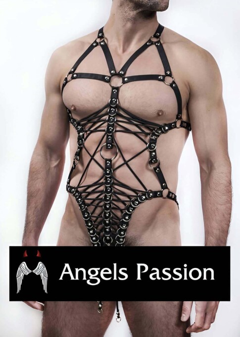 Black Sexy Elastic Body Harness for Men - 1