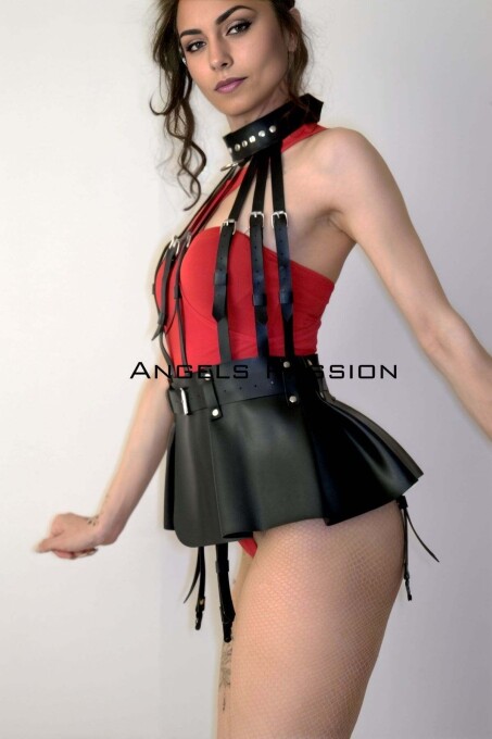 Bustier Skirt, Bustier Leather Harness - 7