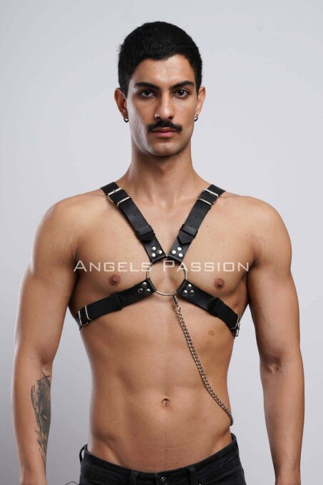 Chain Leather Chest Harness for Men, Partywear - 1