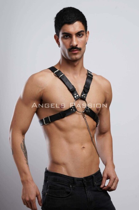 Chain Leather Chest Harness for Men, Partywear - 5