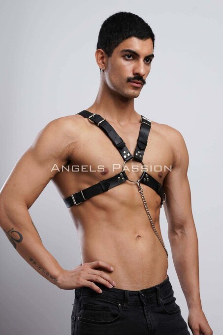 Chain Leather Chest Harness for Men, Partywear - 7