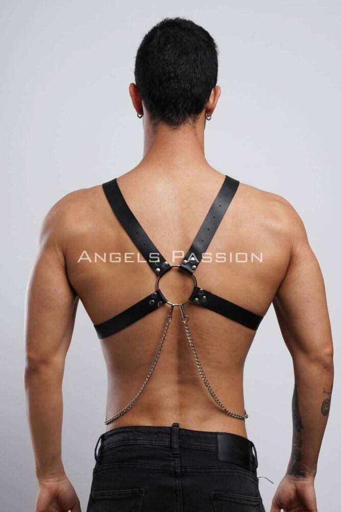 Chain Leather Chest Harness for Men, Partywear - 9