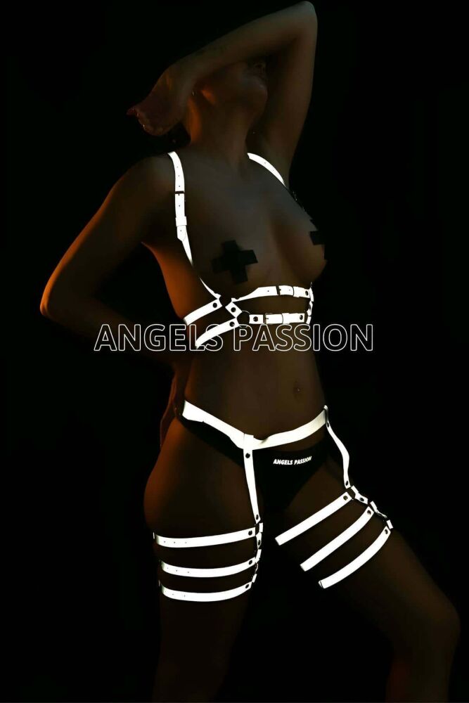 Clubwear Reflective Sexy Garter Harness Set - 2