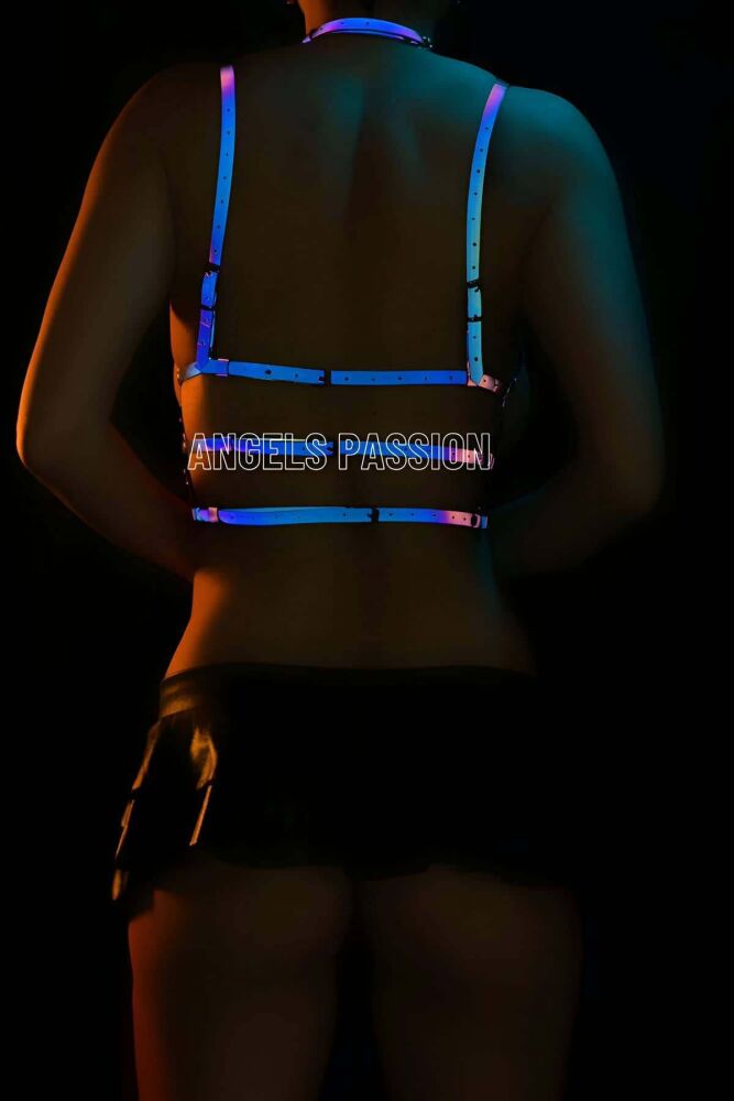 Colored Reflective Chest Harness for Lingerie Models - 3