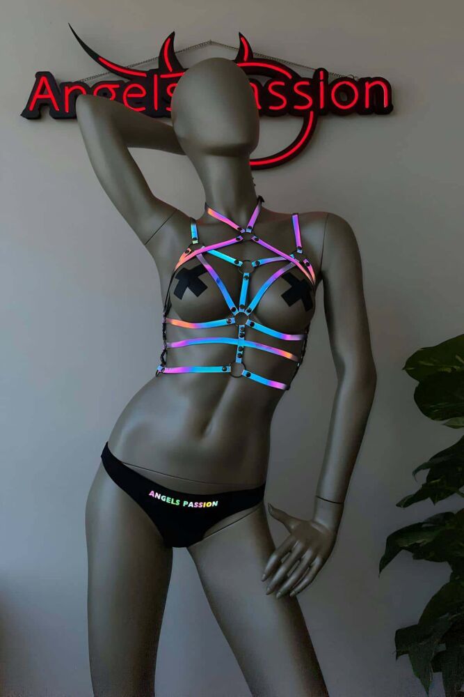 Colored Reflective Chest Harness for Lingerie Models - 4