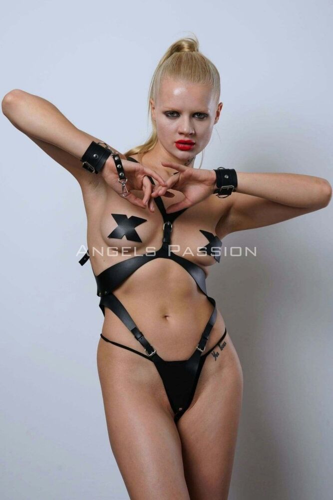 Cuffed Full Body Harness Set for Leather Fantasy Underwear - 5